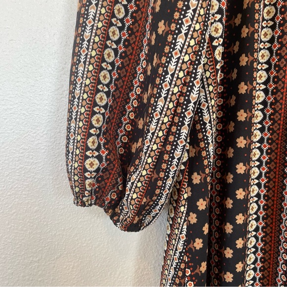 Shein Boho Peasant Dress Collared Long Sleeve Button Front Women's Large - Picture 11 of 12